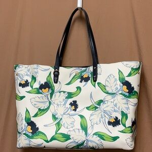 Tory Burch Kerrington Square Iris White, Blue and Green Tote